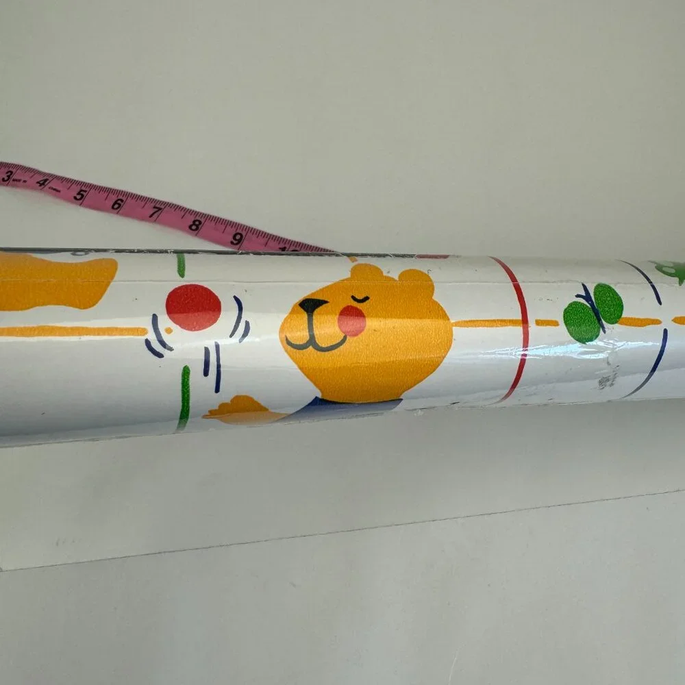 Vtg Retro Roll Rubbermaid Contact Plastic Candy Bears Teddy Yellow Square Flower